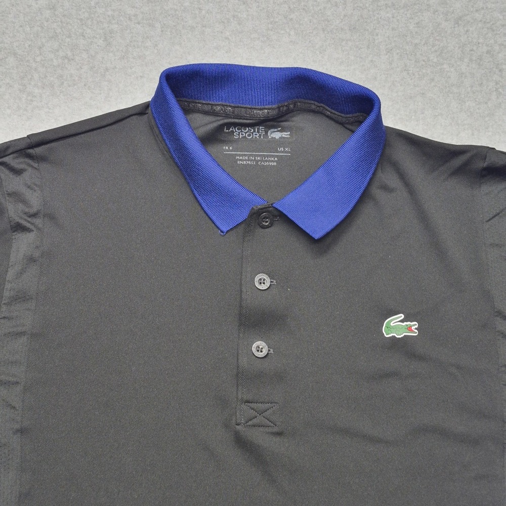 Lacoste Sport Polo Shirt Mens XL Black Blue White Colorblock Performance - Picture 13 of 16